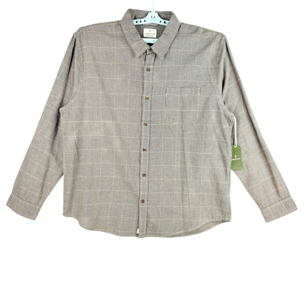 Mutual Weave Mens Long Sleeve Buttons Collared Flax Houndstooth Shirt Sz XXL NWT